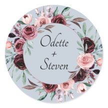 ダスティ素朴ブルーとブルゴーニュの開花ズ結婚