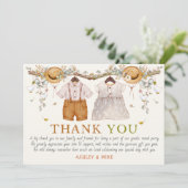 ダスティ素朴ブルーフローラコテージコーレサンキュー 招待状 (スタンド正面)