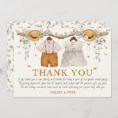 ダスティ素朴ブルーフローラコテージコーレサンキュー 招待状 (正面/裏面)