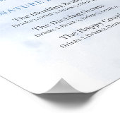 ダスティ素朴ブルーフローラ金ゴールドの署名ドリンク ポスター (角)