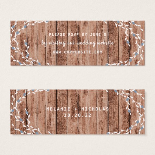 ダスティ素朴ブルーベリーリース結婚のウェブサイトrsvp (正面&裏面)