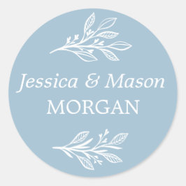 ダスティ素朴ブルー封筒用シール- Faver Stickers ラウンドシール