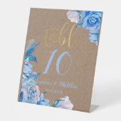 ダスティ素朴ブルー金ゴールドクフェイクラフトバラ結婚ズ 台座サイン (正面)