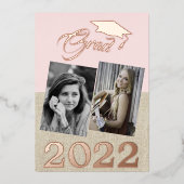 ダスティ素朴ーピンク大学院2写真卒業 箔招待状 (正面)