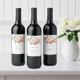 ダスティ結婚バラのエレガントフローラスクリプト ワインラベル