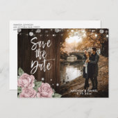 ダスティ結婚バラの写真の日付を保存 案内ポストカード (正面/裏面)