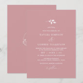 ダスティ結婚バラシンプルのエレガントクラシック 招待状 (正面/裏面)