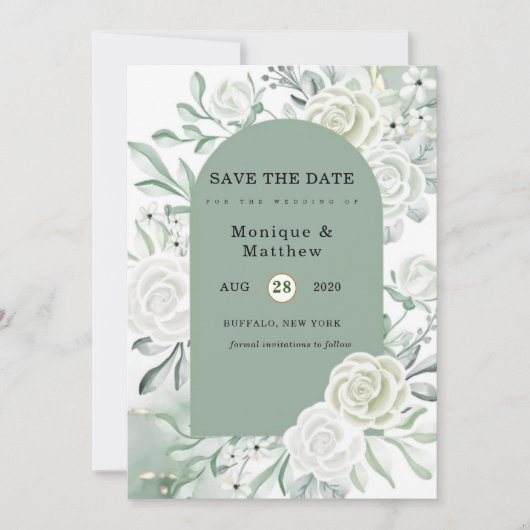 ダスティ絵を描セージ花模様保存日 招待状 (正面)