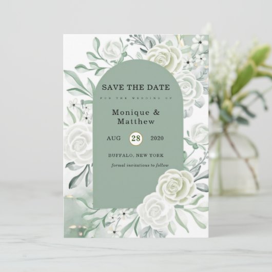 ダスティ絵を描セージ花模様保存日 招待状 (スタンド正面)