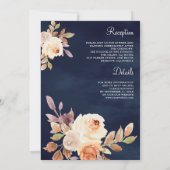 ダスティ自然ピーチフローラオールインワンネイビー結婚ズ 招待状 (裏面)