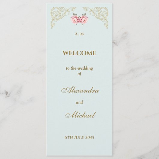 ダスティ華美ブルーロココヴィンテージウェディングプログラム プログラム (正面)