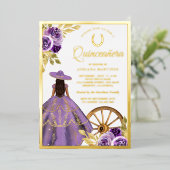 ダスティ薄紫フローラドレスチャロキンセアニェラ金ゴールド 箔招待状 (立ち正面)