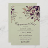 ダスティ赤面パープルボホバラ婚約パーティ 招待状 (正面/裏面)
