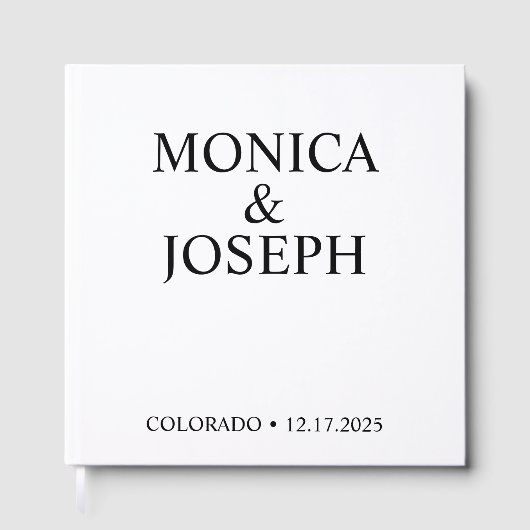 ダスティ スカイ ブルー ゲストブック ギフト, パーソナライズされたラグジュアリー (正面)