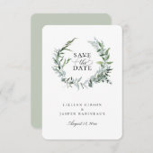 ダスティ セージ ボタニカル リース・セーブ・ザ・デート 案内状 (正面/裏面)