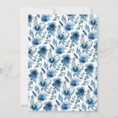 ダスティ ネイビーブルー シンプル フラワー エレガント スクリプト インビテ 招待状 (裏面)