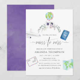 ダスティ・バイオレット恋しく思フローラミセス・ブライダルシャワー 招待状