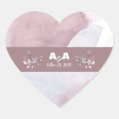 ダスティ バーガンディ ウォーターカラー ハートシール (正面)