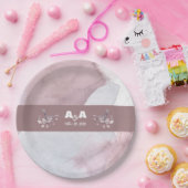 ダスティ バーガンディ ウォーターカラー ペーパープレート (パーティー)