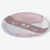 ダスティ バーガンディ ウォーターカラー ペーパープレート (アングル)