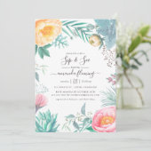 ダスティ パステル トロピカル フローラル サマー シップ アンド シー 招待状 (スタンド正面)