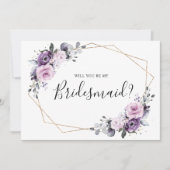 ダスティ・パープルの幾何学的な君は僕の花嫁になる 招待状 (正面)