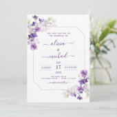 ダスティ パープル ウェディング フローラル グリーン 招待状 (スタンド正面)