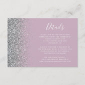 ダスティ パープル シルバー グリッター エッジ ウェディング ディテール エンクロージャーカード (正面)