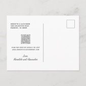 ダスティ パープル ピーチ フローラル QR コード セーブ・ザ・デート 案内ポストカード (裏面)