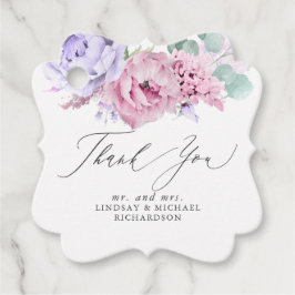 ダスティ パープル フラワー エレガント サンクス フェイバータグ