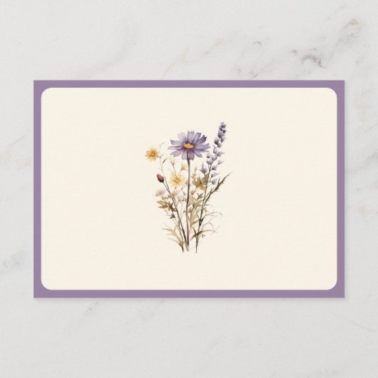 ダスティ パープル ボヘミア ワイルドフラワー ウェディングの詳細 エンクロージャーカード (裏面)