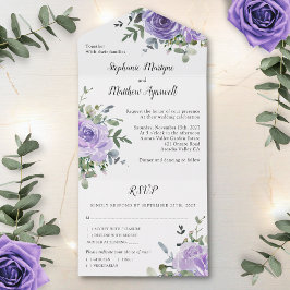ダスティ パープル ローズ ユーカリ ボタニカル ウェディング オールインワン招待状