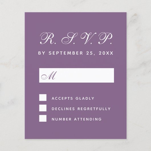 ダスティ パープル 予算 結婚式 返信カード (正面)
