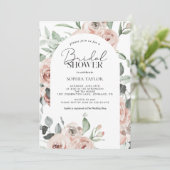 ダスティ ピンク ローズ ユーカリ ブライダル シャワー 招待状 (スタンド正面)