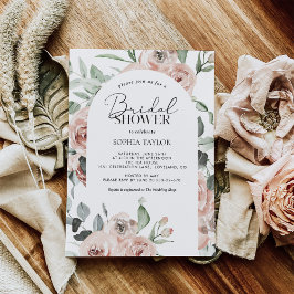 ダスティ ピンク ローズ ユーカリ ブライダル シャワー 招待状