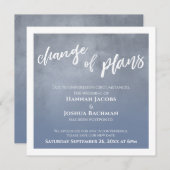ダスティ·ブルー結婚のプランカード変更延期 招待状 (正面/裏面)