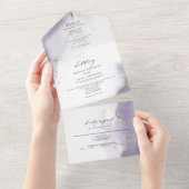 ダスティ プラム パープル アブストラクト オールインワン招待状 (貼ってはがせる)