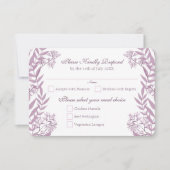 ダスティ プラム パープル ウェディング ボタニカル 招待状 (正面)