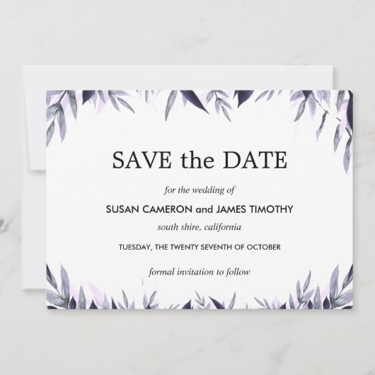 ダスティ ボタニカル フラワーの結婚式 Save the Date セーブザデート (正面)