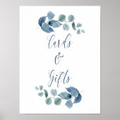 ダスティ ユーカリ ウォーターカラー グリーン カード & ギフト ポスター (正面)