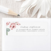 ダスティ ローズのエレガントな水彩画 ラベル (インサイチュ)