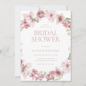 ダスティ ローズ ウォーターカラー フラワーブライダルシャワー 招待状 (正面)