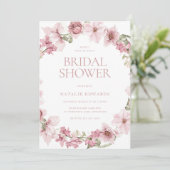 ダスティ ローズ ウォーターカラー フラワーブライダルシャワー 招待状 (スタンド正面)