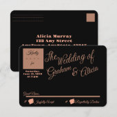 ダスティ ローズ エレガント ミニマル RSVP メール カード (正面/裏面)