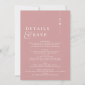 ダスティ ローズ オールインワン モダン モノグラム ウェディング 招待状 (裏面)