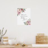 ダスティ ローズ グリーン ウェディング シャワー ウェルカム ポスター (キッチン)
