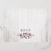 ダスティ ローズ サザン コットン ボタニカル ウェディング RSVP 箔招待状ポストカード (裏面)