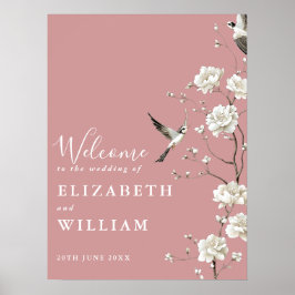 ダスティ ローズ シノワズリー フラワーズ ウェディング ウェルカム サイン