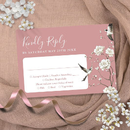 ダスティ ローズ シノワズリー フラワーデザイン ガーデン ウェディング 出欠カード