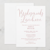 ダスティ ローズ ピンクのエレガントな花嫁の友人向けランチョン 招待状 (正面/裏面)